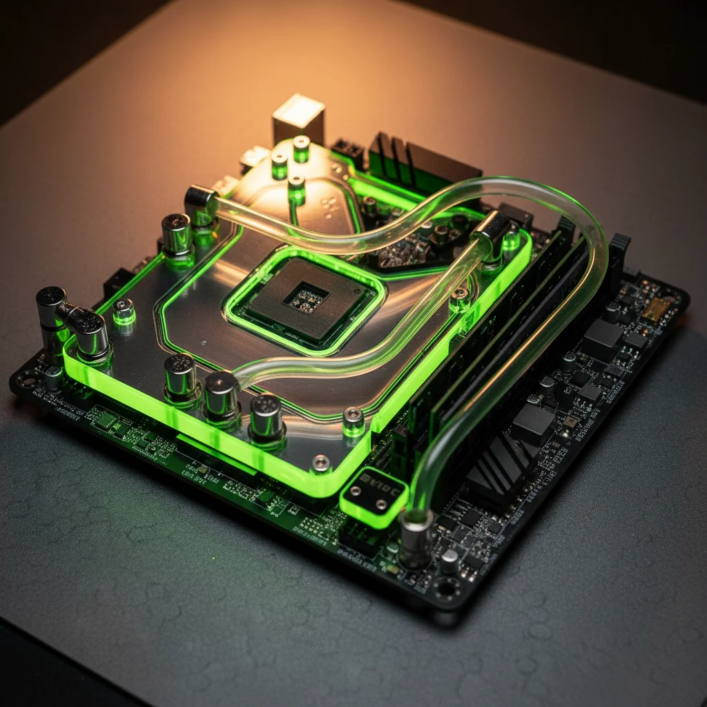 SFF Mini-ITX Distroplate-Build mit Lime-Coolant, Knolling-View